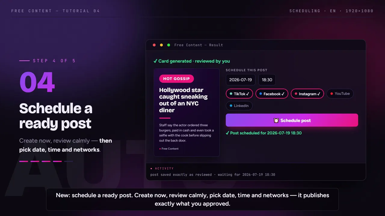 Programa un post listo: fecha, hora y redes