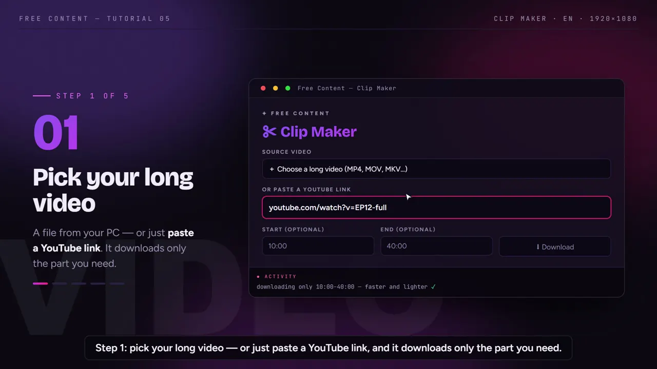 Step 1: pick a video on your PC or paste a YouTube link
